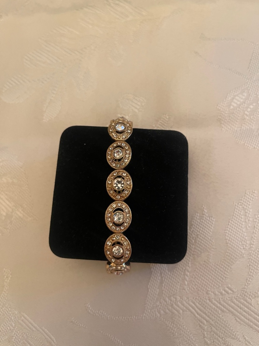 Gold Tone Crystal Link Bracelet | Vintage Style Statement